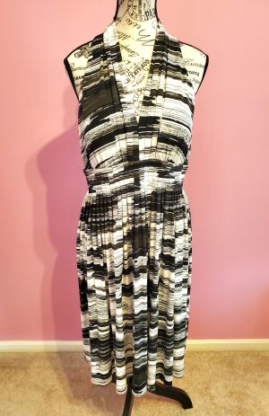 Black, White and Gray Halter Dress (Glam)