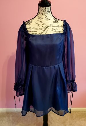 Navy Blue Satinesque Blouse (Glam)