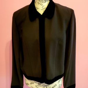 Black Faux Velour/Crepe Jacket (Retroglam)