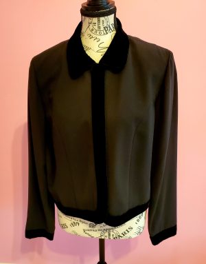 Black Faux Velour/Crepe Jacket (Retroglam)