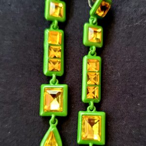 Green and Gold Hanging Earrings