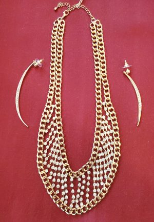 Faux Gold and Crystal Necklace