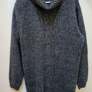 Gray, Black and White Cowl-Neck Sweater (Retroglam)