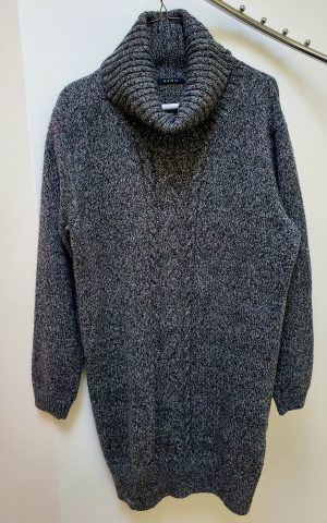 Gray, Black and White Cowl-Neck Sweater (Retroglam)