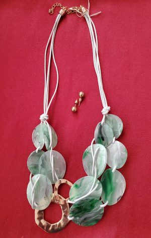 Green and White Two-Tiered Necklace