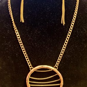 Faux Gold Necklace with Round Gold-Chain Medallion *15% Off!*