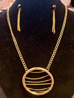 Faux Gold Necklace with Round Gold-Chain Medallion *15% Off!*