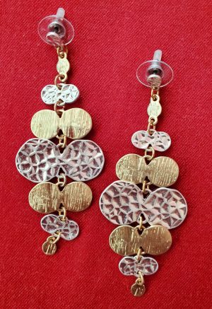 Faux Gold and Silver Disk Earrings